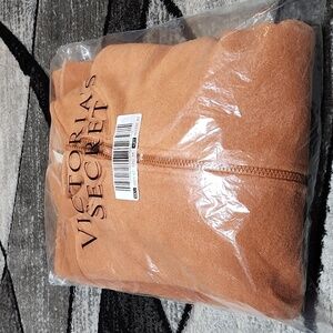 VS PINK 2020 CAMPUS FULL-ZIP BURNT ORANGE FLEECE JACKET MEDIUM